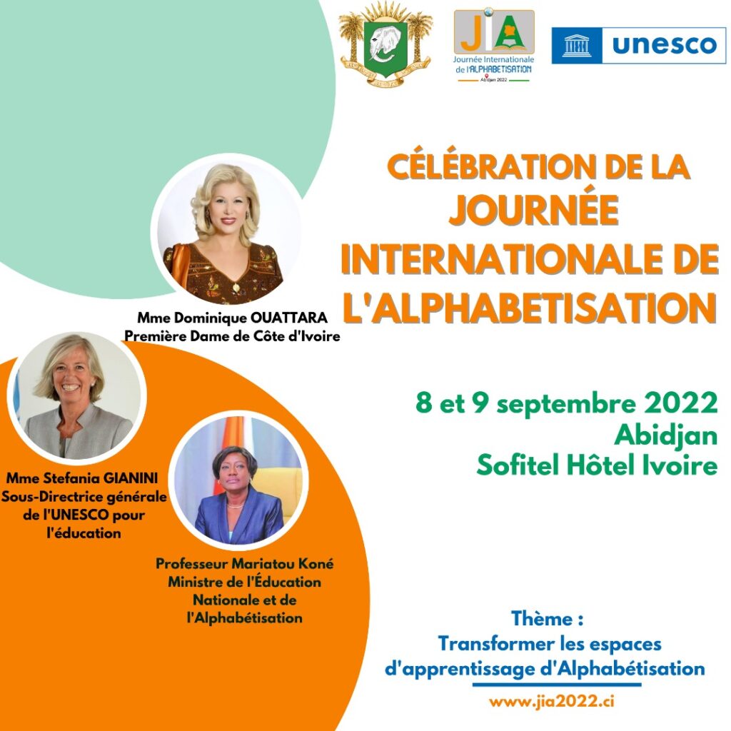 Journée Internationale de l’Alphabétisation 2022 en Côte d'Ivoire, Inscription obligatoire sur www.jia2022.ci