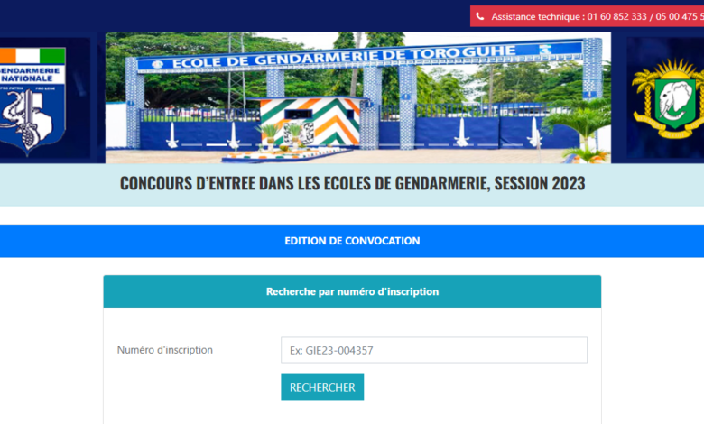 Convocation au Concours de Gendarmerie 2023 en Côte d'Ivoire